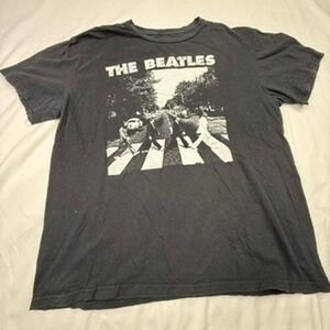 The Beatles Abbey Road Graphic T Shirt Black Size Large Cotton